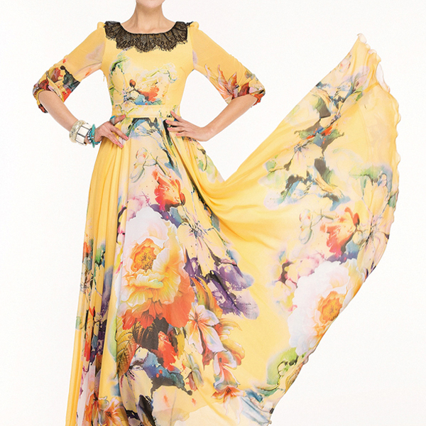 雪紡印花中袖連衣裙加工 雪紡印花中袖連衣裙加工